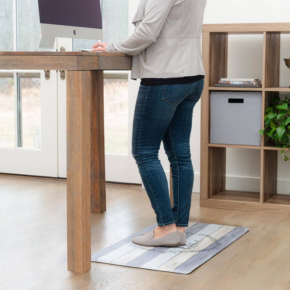Cozy Living Grey and Beige PVC Anti-Fatigue Kitchen Mat