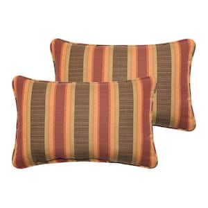 Sunbrella Autumn Stripe Rectangular Outdoor Corded Lumbar Pillows (2-Pack)