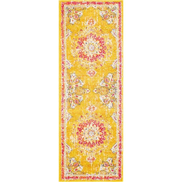 Unique Loom Penrose Alexis Gold 2 ft. 2 in. x 6 ft. Runner Rug