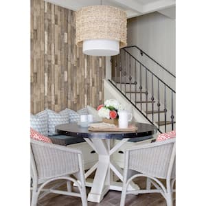 Barn Board Brown Thin Plank Paper Strippable Wallpaper (Covers 56.4 sq. ft.)