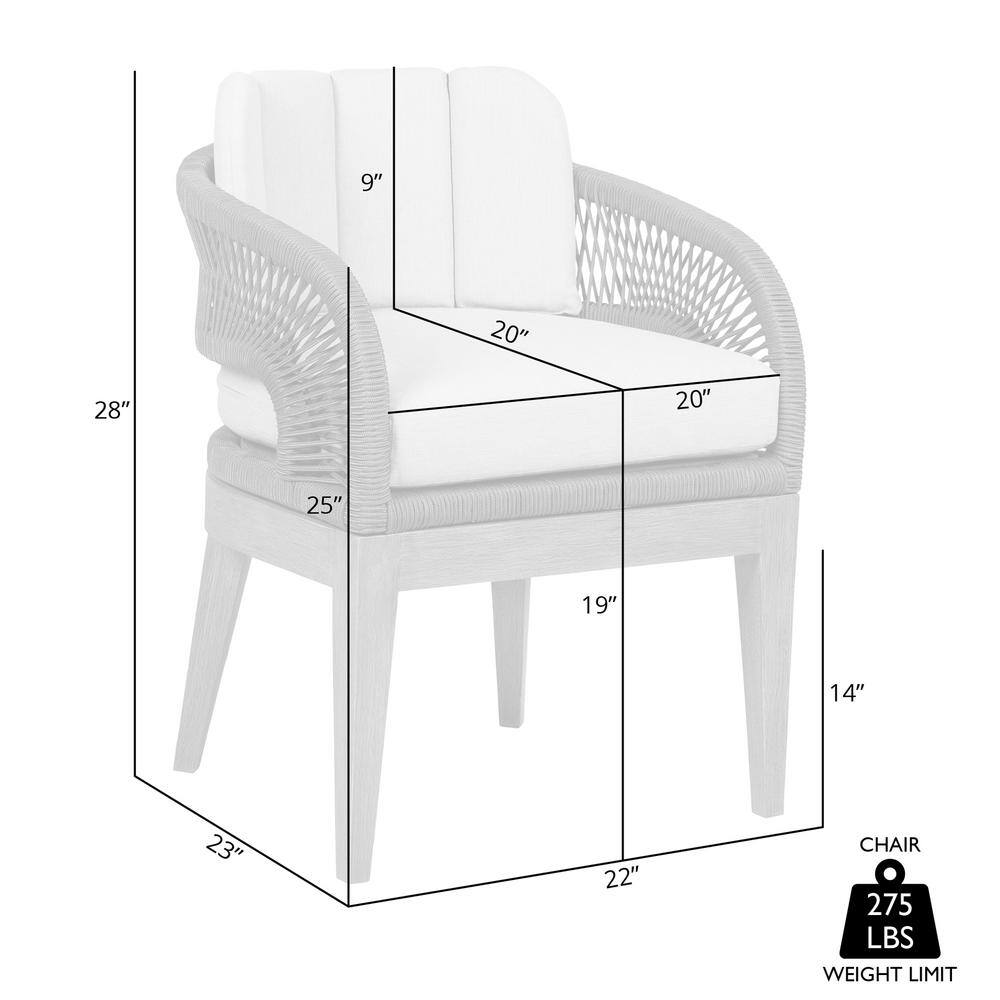 Orbit Eucalyptus Wood Dining Chair with Gray Rope and Taupe Cushions