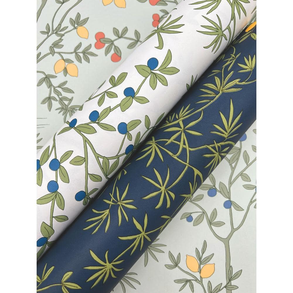 White Lemon Grove Peel and Stick Botanical Wallpaper