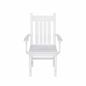 Hayes HDPE Plastic All Weather Outdoor Patio Slat Back Dining Arm Chair in White