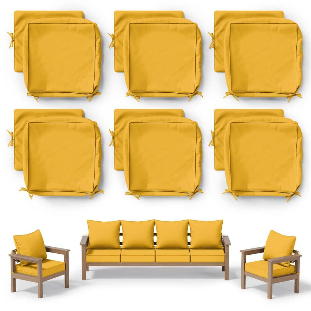 22 in. x 22 in. Slipcover Replacement Outdoor Waterproof Seat and Back Cover Set for Chair and Sofa Yellow (6-Pack) price history on PriceWatchPro