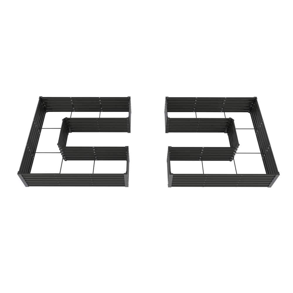 74 in. x 74 in. x 18 in. Grey Outdoor Metal Raised Garden Bed Layout for Vegetables (2-Pack) price history on PriceWatchPro