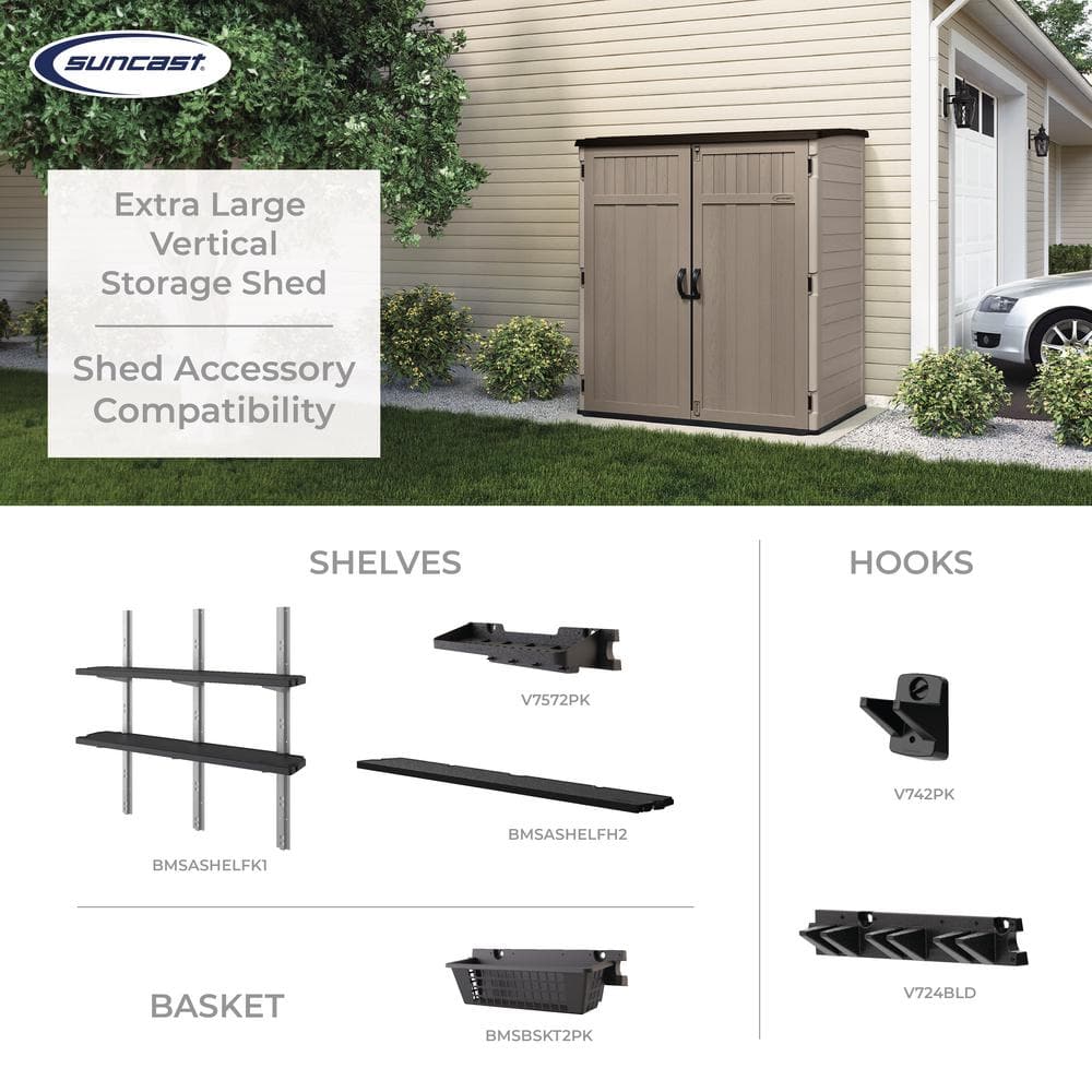 Dark Taupe and Cobblestone Resin Vertical Storage Shed Kit