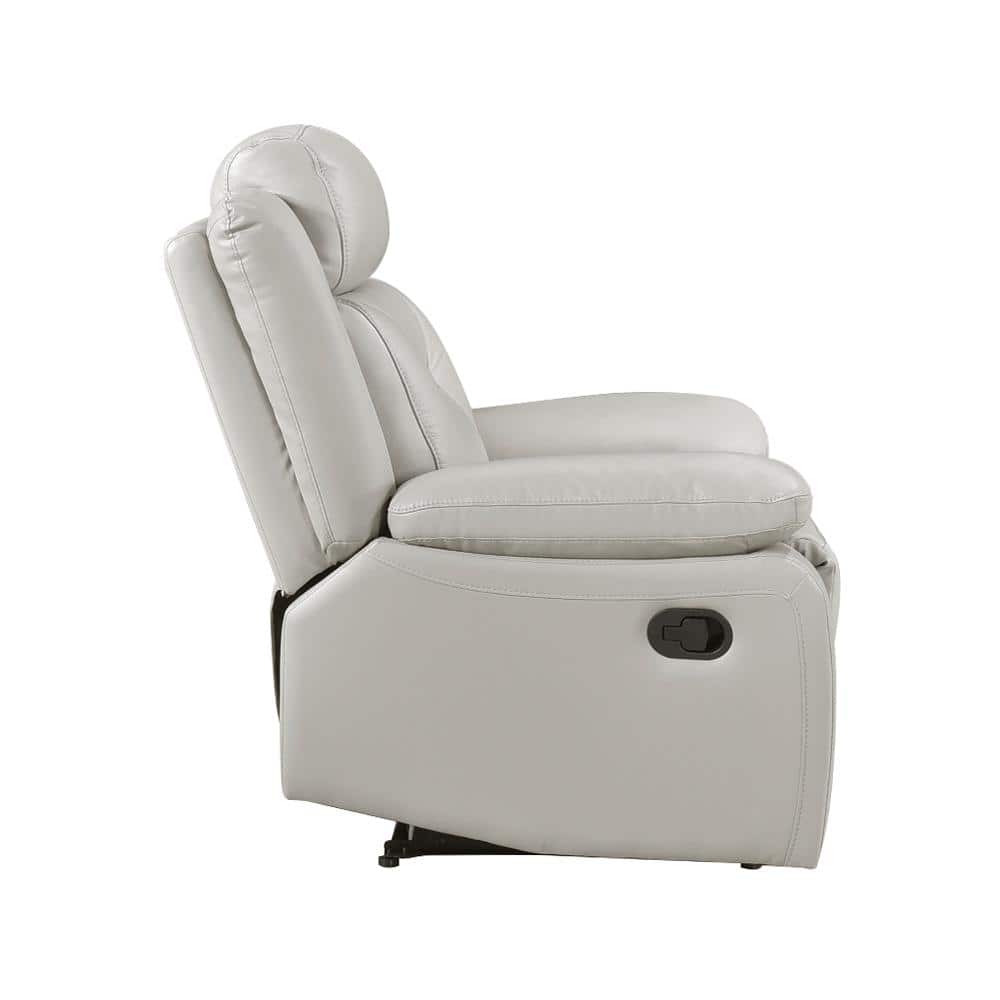 Silver Faux Leather Double Reclining Loveseat with Pillow-top Arms