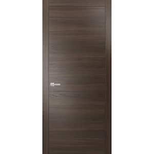 0010 18 in. x 80 in. Flush No Bore Chocolate Ash Finished Pine Wood Interior Door Slab with Hardware