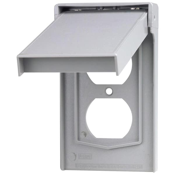 1-Gang Gray Weather Resistant Duplex Outlet/Receptacle Nylon Vertical Self Closing Lid Wall Plate (1-Pack) 4978-GY