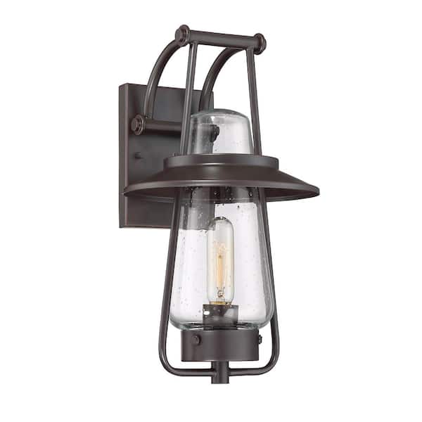 Designers Fountain Stonyridge 16.5 in. Satin Bronze 1-Light Outdoor Line Voltage Wall Sconce with No Bulb Included