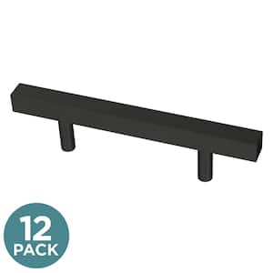 Square Bar 3 in. (76 mm) Matte Black Cabinet Pull (12-Pack)