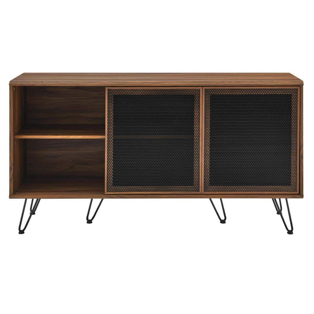 Nomad Walnut Industrial Modern Sideboard with Mesh Doors