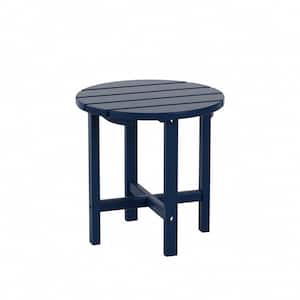 Vesta 3-Piece Navy Blue Outdoor Plastic Adirondack Chair and Table Set