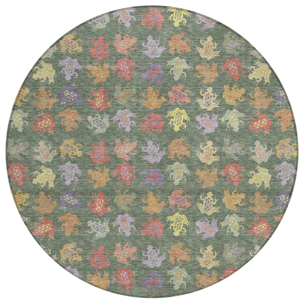 Chantille Machine Washable Indoor/Outdoor Abstract ACN2623 Basil 8 ft. x 8 ft. Round Rug price history on PriceWatchPro