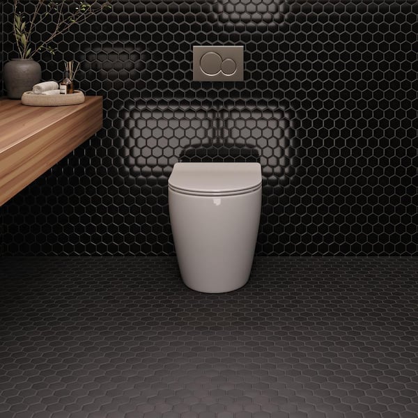 Le Cafe 11 in. x 13 in. Black Porcelain Mosaic Tile (9.86 sq. ft. /Case)