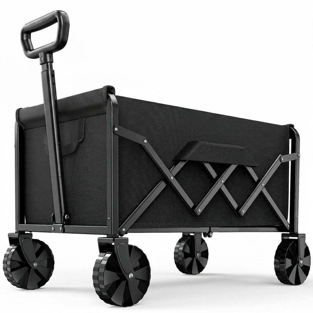 2.83 cu. ft. Metal Bin Garden Cart, Foldable Utility Wagon with Wheels, 200 lbs Capacity, Collapsible, Black price history on PriceWatchPro