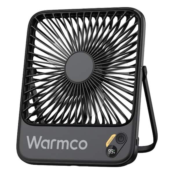 5 in. 4-Speeds Desk Fan in Black, 10000mAh, Ultra-thin Digital Display Mini Desk Fan for Bedroom, Camping