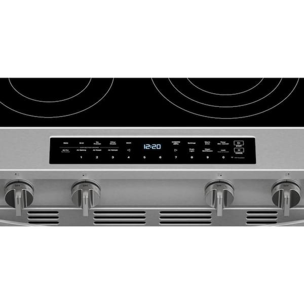 Whirlpool - 30 in. 5-Burners Smart Slide-In Electric Range in Fingerprint Resistant Stainless Steel with No Preheat Air Fry