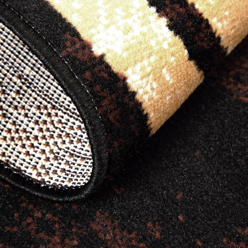 Ebony and Chocolate Synthetic Non-slip Area Rug Set