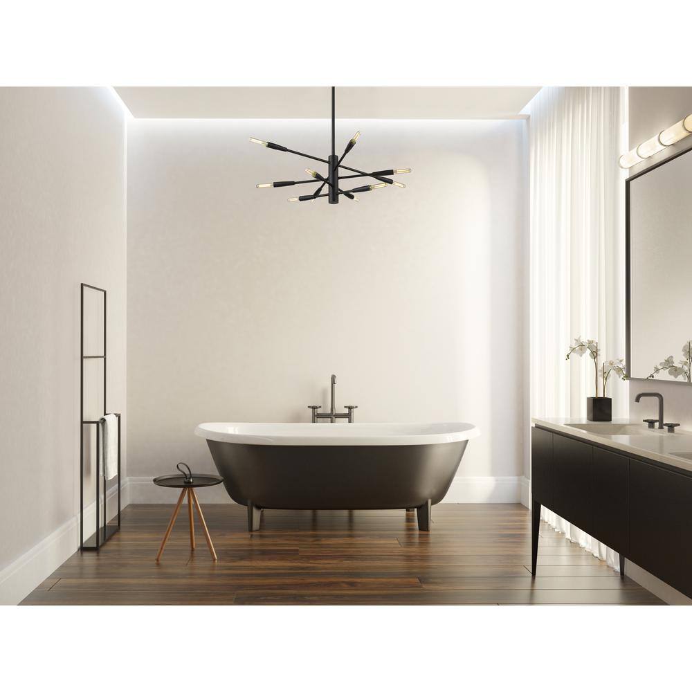 Matte Black 10-Light Steel Abstract Chandelier