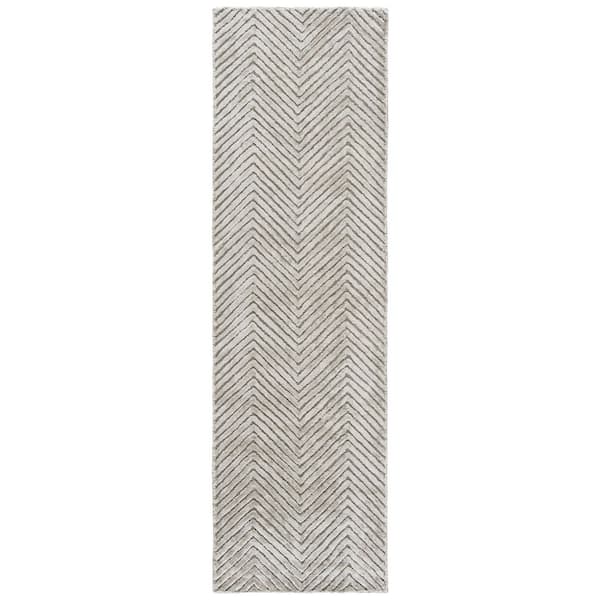 Glamour 2 ft. x 8 ft. Silver Solid Color Chevron Runner Rug