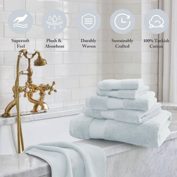 MADISON PARK Signature Turkish 6-Piece Light Blue Cotton Bath