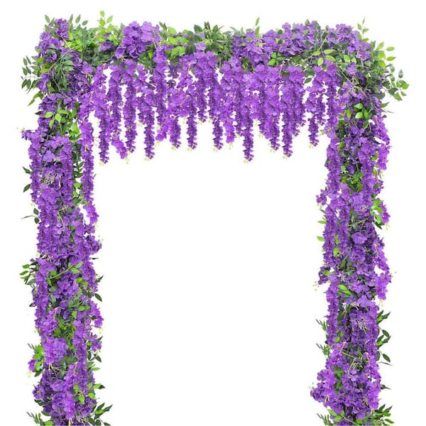 7.2 ft. Purple Artificial Wisteria Garland Silk Fake