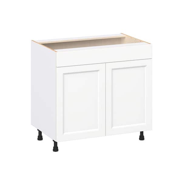 J COLLECTION Laramie 36 in. W x 24 in. D x 34.5 in. H Assembled Cooktop Base Kitchen Cabinet in Painted Bright White
