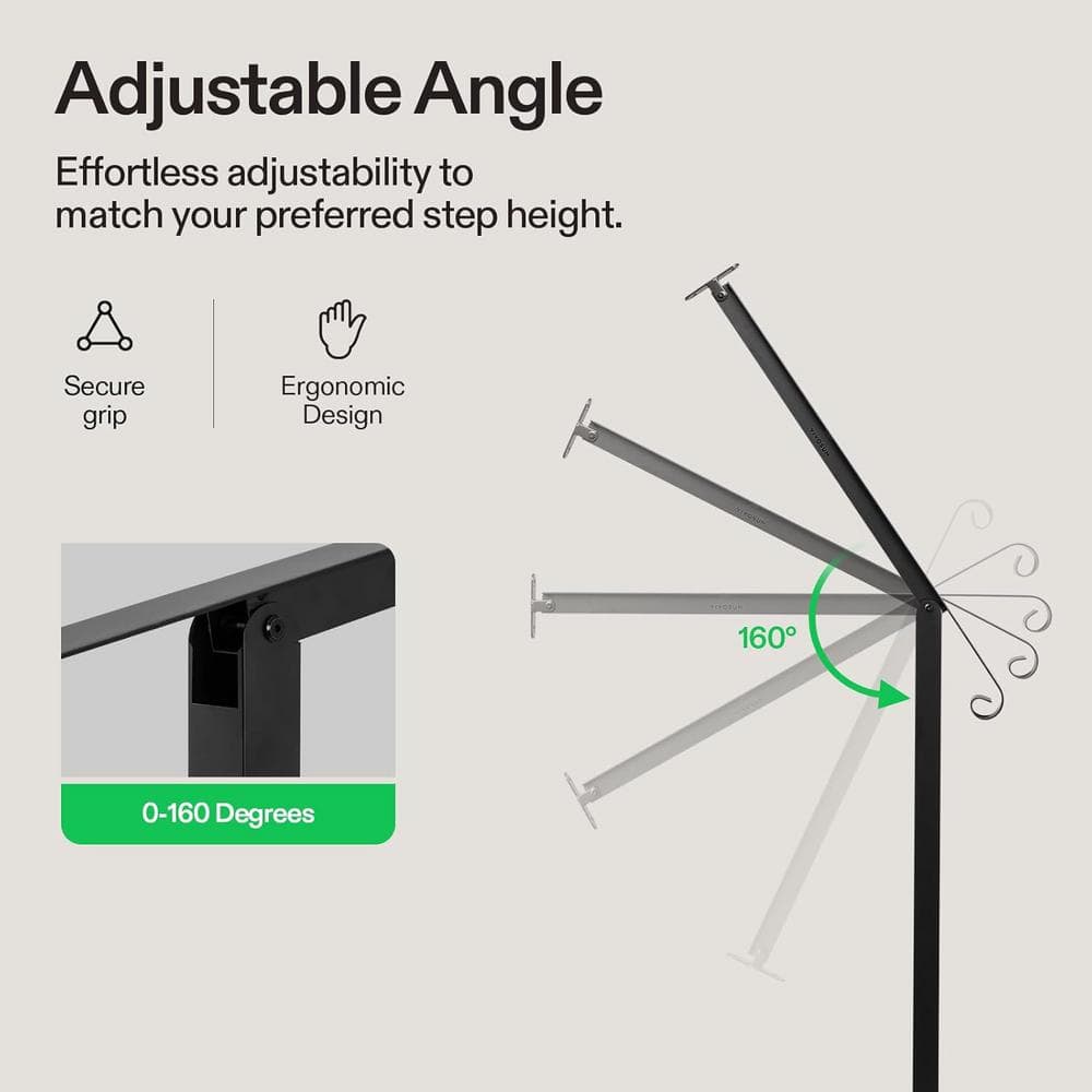 Black Metal Outdoor Handrail for 3-Step Stairs