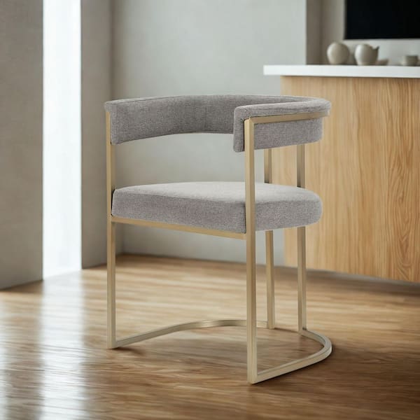 Byron Grey Fabric and Antique Brass Dining Chair