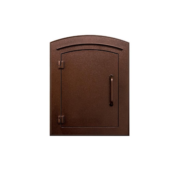 Manchester Antique Copper Column Mount Locking Drop Chute Mailbox with Plain Door Faceplate