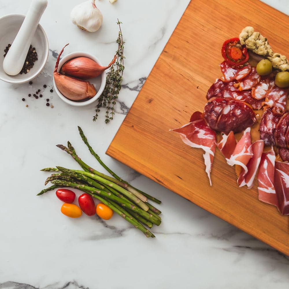 Cherry Wood Reversible Rectangular Cutting Board, 18.8 x 13 in