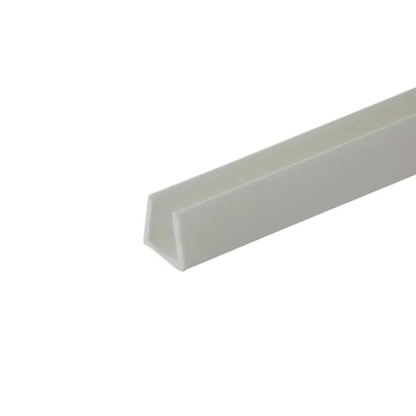Outwater 9/32 in. D x 1/4 in. W x 72 in. L White Styrene Plastic U-Channel Moulding Fits 1/4 in. Board, (18-Pack)