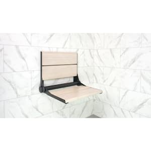Serena Seat Pro 26 in. Folding Light Bamboo Shower Seat, ADA Compliant, Support Up to 500 lbs. in Matte Black