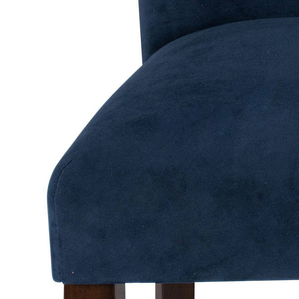 Navy Velvet Upholstered Parsons Side Chair with Wood Legs