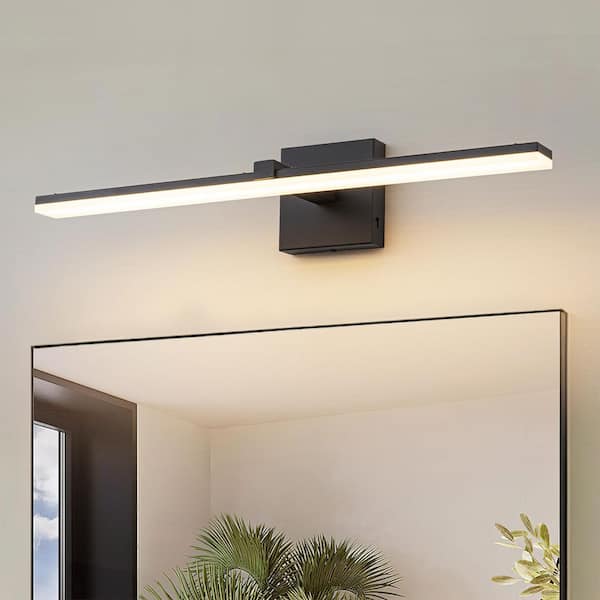 Nimbus 24 in. W 1-Light Dimmable Matte Black Integrated LED Vanity Light Bar Selectable CCT Wall Sconce with Acrylic