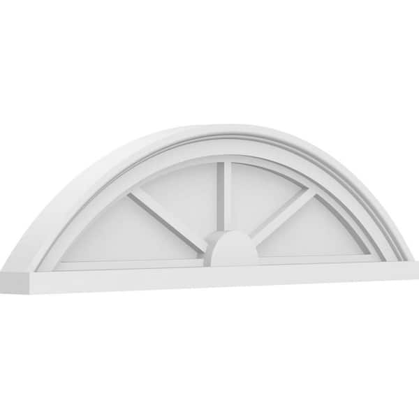 2 in. x 28 in. x 8 in. Segment Arch 3-Spoke Architectural Grade PVC Pediment Moulding