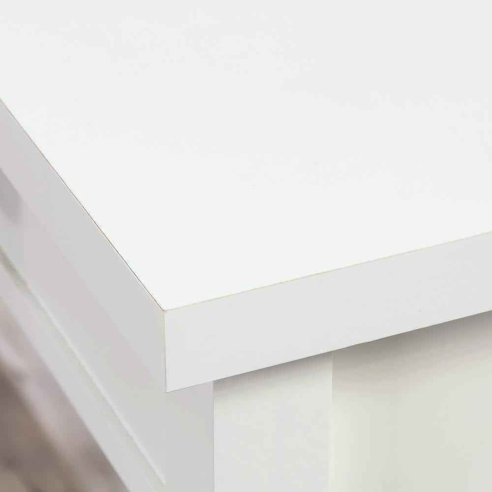 Soft White Rustic Writing Desk with Smooth Metal Drawer Runners