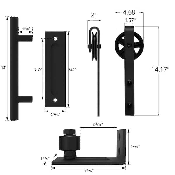 5 ft./60 in. Black Steel Bent Strap Sliding Barn Door Track and Hardware Kit with 12 in. Square Pull and Flush Handle 5 ft./60 in. Black Steel Bent Strap Sliding Barn Door Track and Hardware Kit with 12 in. Square Pull and Flush Handle