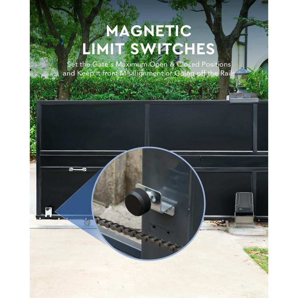 Gray 170W Sliding Gate Opener Kit with Remote Control