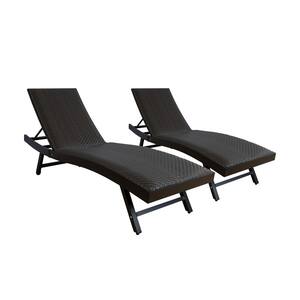 Patio Padded Quick Dry Foam Wicker Chaise Lounges Steel Frame PE Rattan Reclining Adjustable Backrest Chairs with Wheels