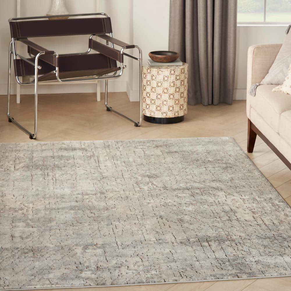 Reversible Abstract Gray Synthetic 5' x 7' Area Rug
