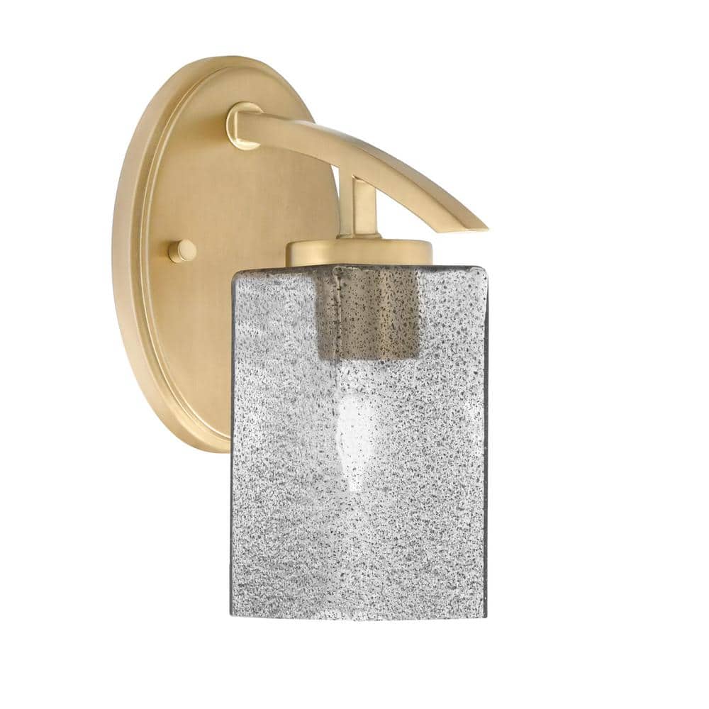 Siena 3.5 in. 1-Light New Age Brass Sconce with 3.5 in. Smoke Bubble Glass 