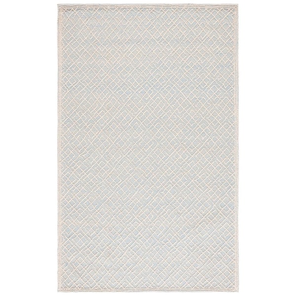 Martha Stewart 9 ft. x 12 ft. Ivory/Blue Diamond Geometric Area Rug