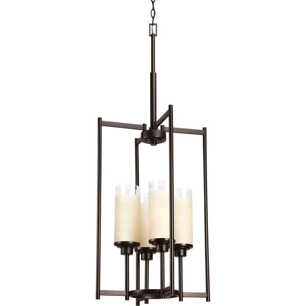 Antique Bronze Four-Light Drum Pendant Chandelier