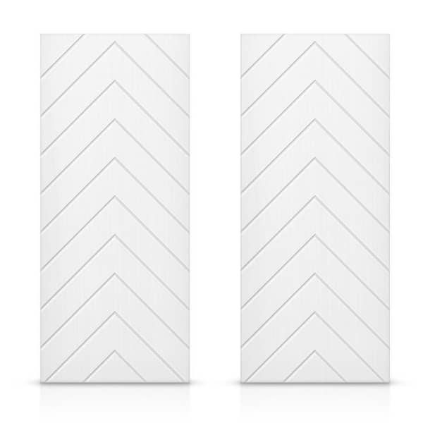 CALHOME 84 in. x 80 in. Hollow Core White Painted Composite MDF Interior Double Closet Sliding Doors