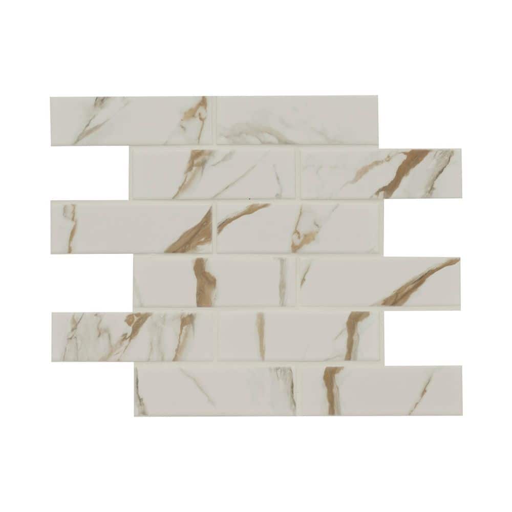 Take Home Tile Sample-Calacatta Gold Subway 4 in. x 4 in. Matte Porcelain Mosaic Floor and Wall Tile price history on PriceWatchPro