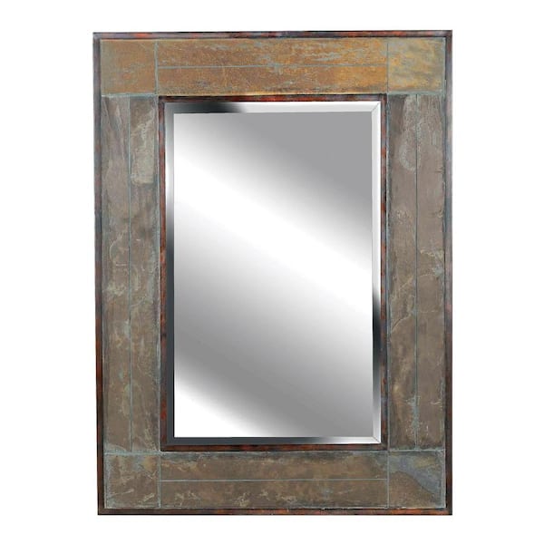 Unbranded Medium Rectangle Natural Slate Finish Beveled Glass Casual Mirror (38 in. H x 29 in. W)