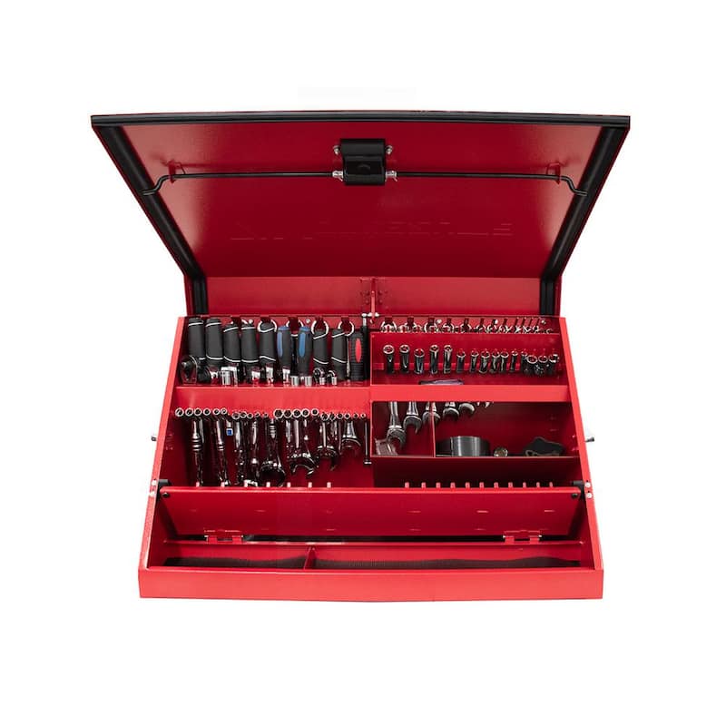 31 in. W x 16 in. D Portable Red Triangle Top Tool Chest for Sockets, Wrenches and Screwdrivers