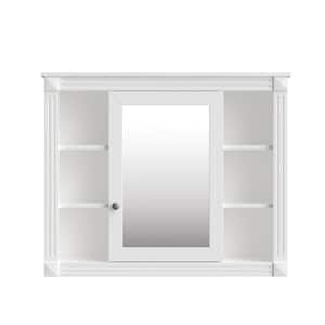 Ami 35 in. W x 7.1 in. D x 28.7 in. H Rectangular Bathroom Storage Medicine Cabinet with Mirror In White